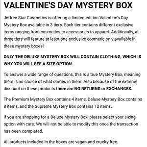 Jeffree Star valentines supreme mystery box